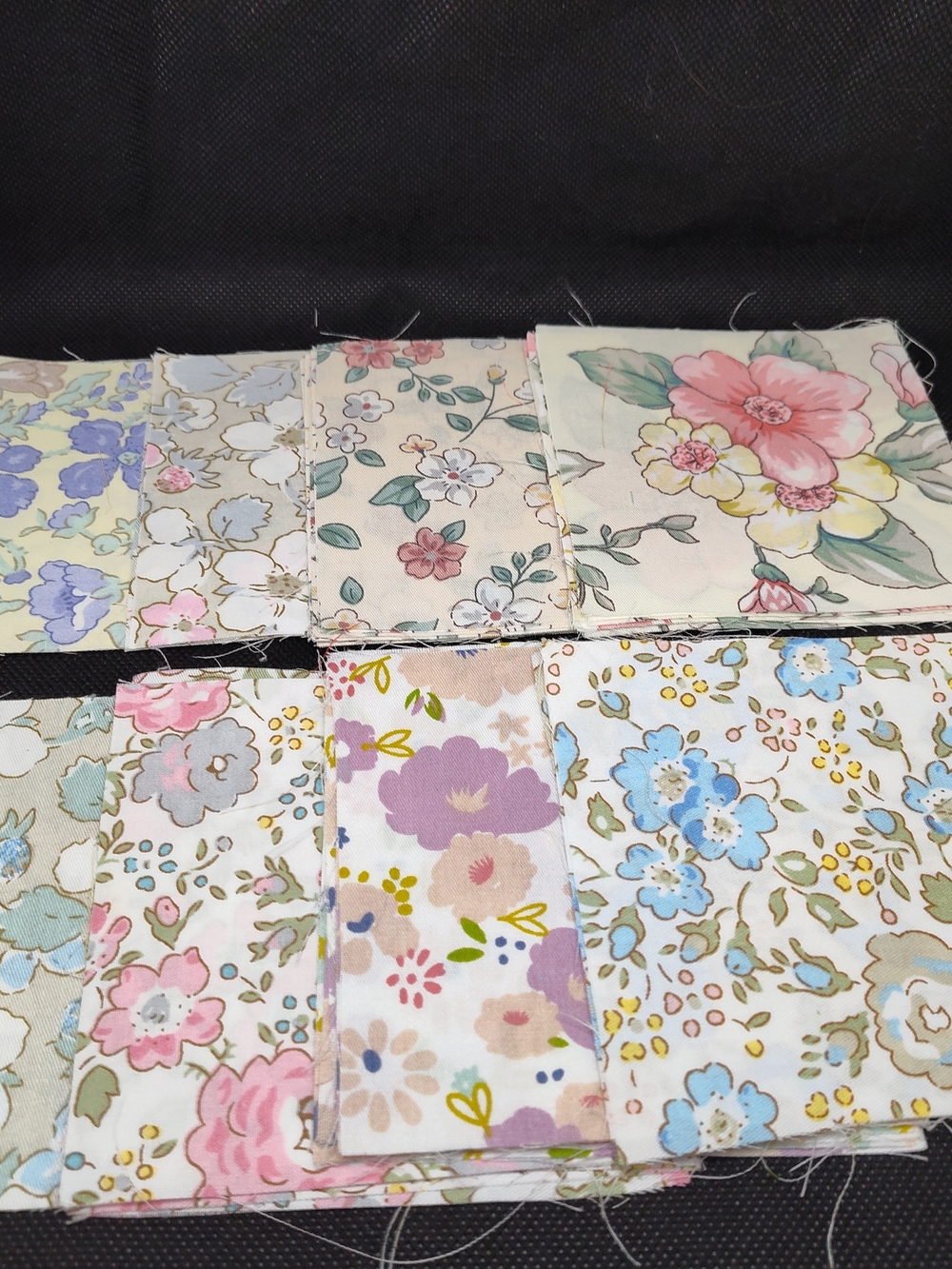 Floral Cotton Fabric Squares - Pastel Floral Assortment 45 4 Inch